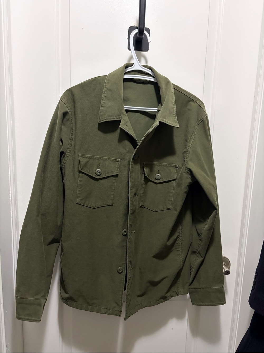 Men's Olive Green Button-Front Utility Jacket